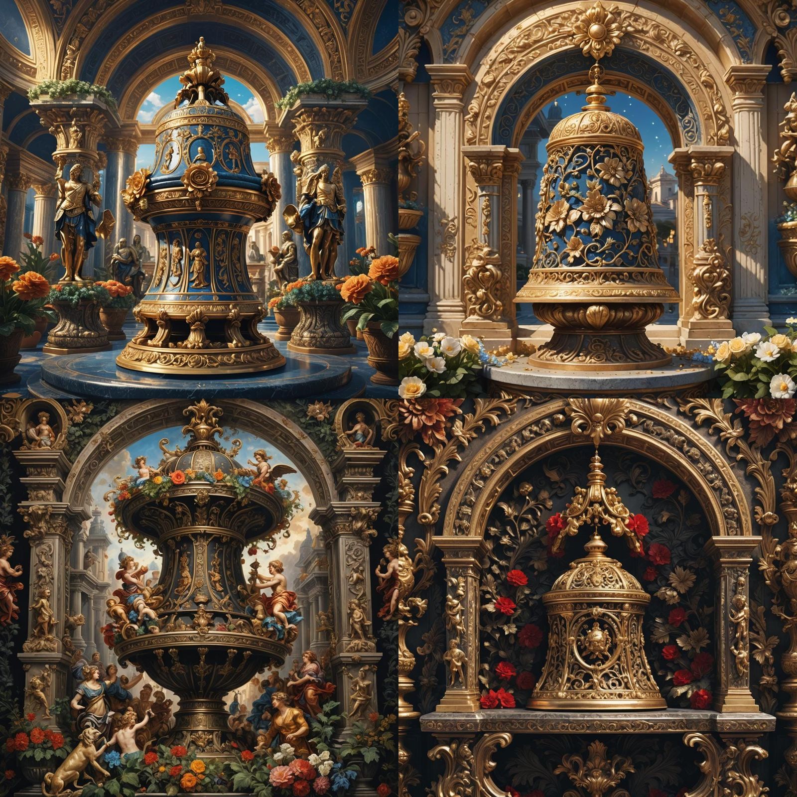 Detailed Roman Bell in Intricate Symmetrical Artwork