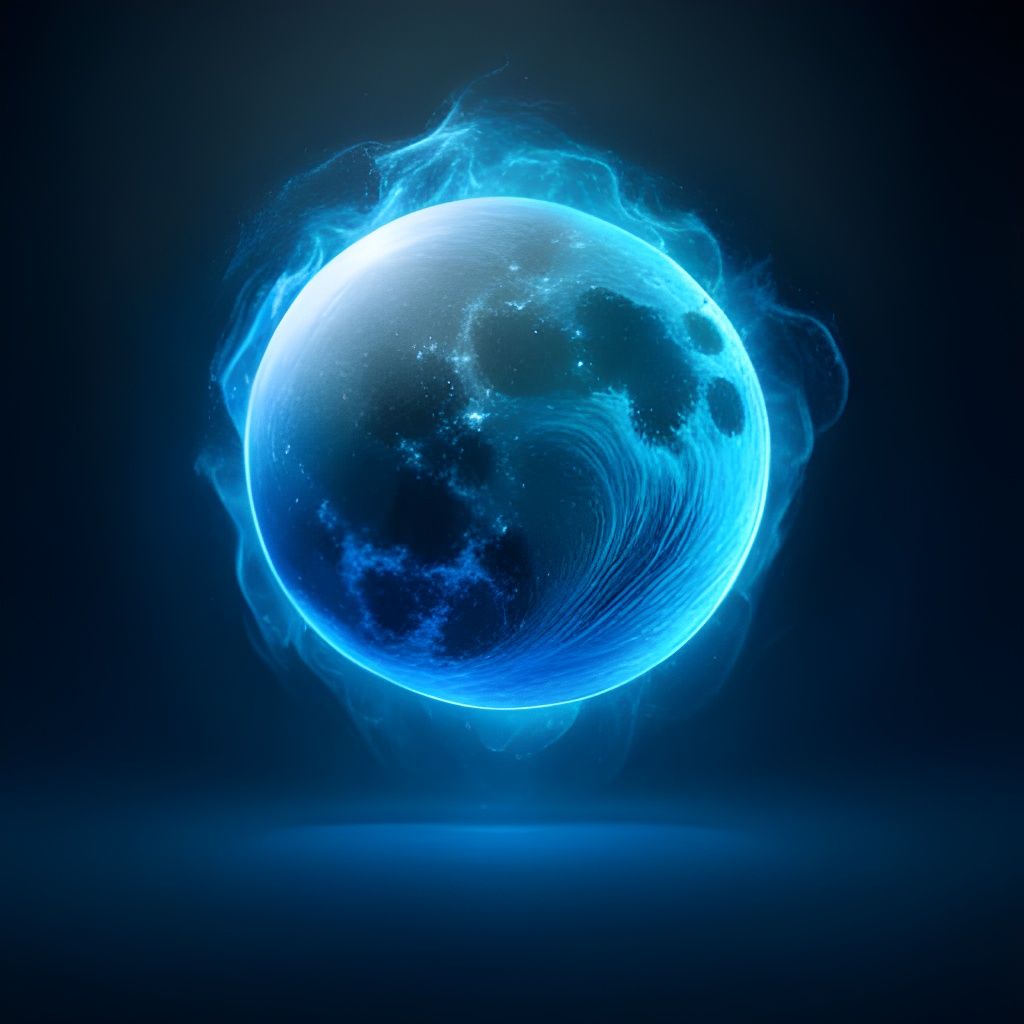 Glowing Blue Moon with Cosmic Energy