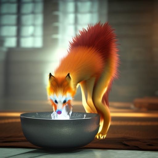Flaming Ice Fox Drinks: 3D Game Art