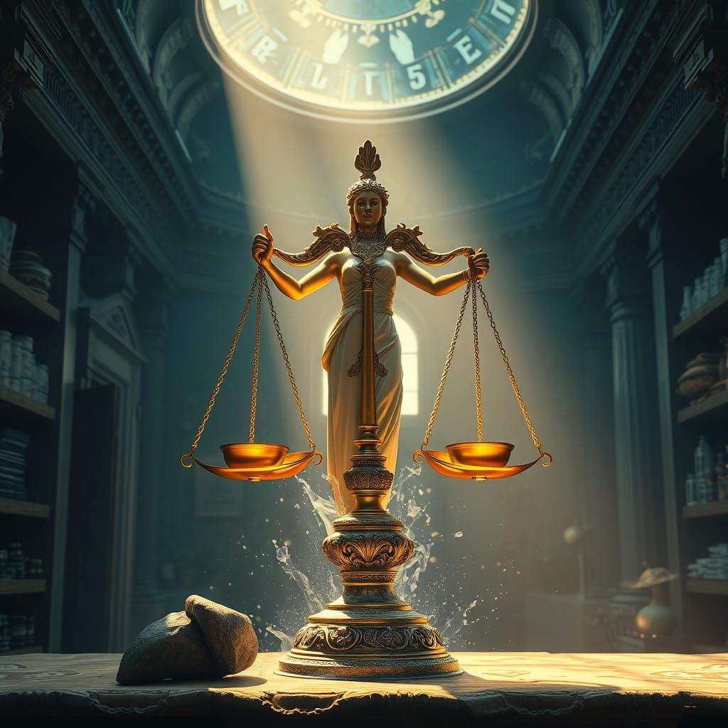 Libra in Balance: A Detailed Roman Fantasy Scene