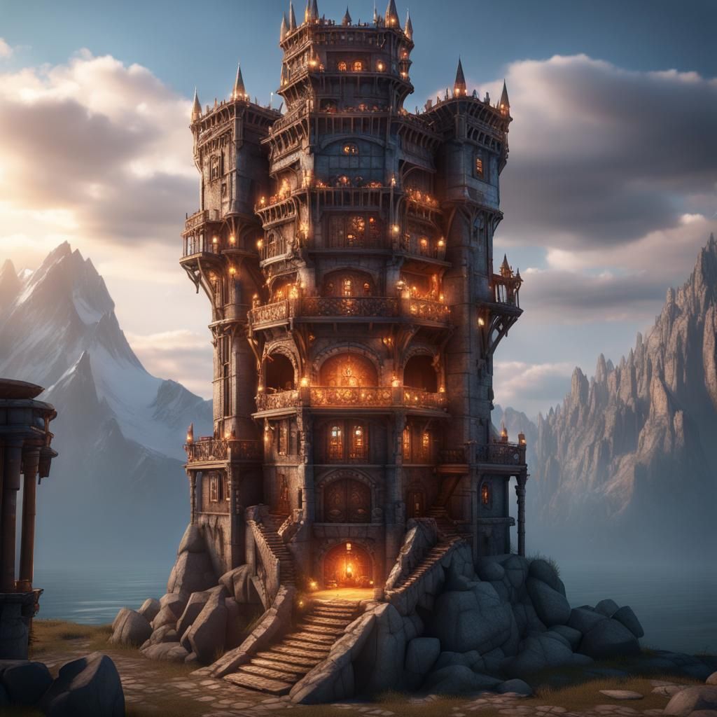 Gem Tower D&D Map in 3D Style