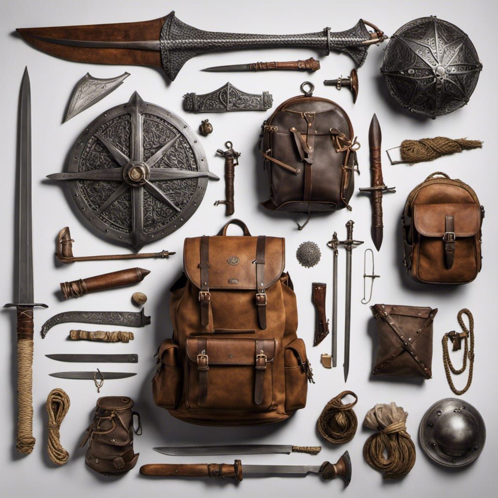 Adventurer's Knolling Pack of Swords and Sorcery Gear