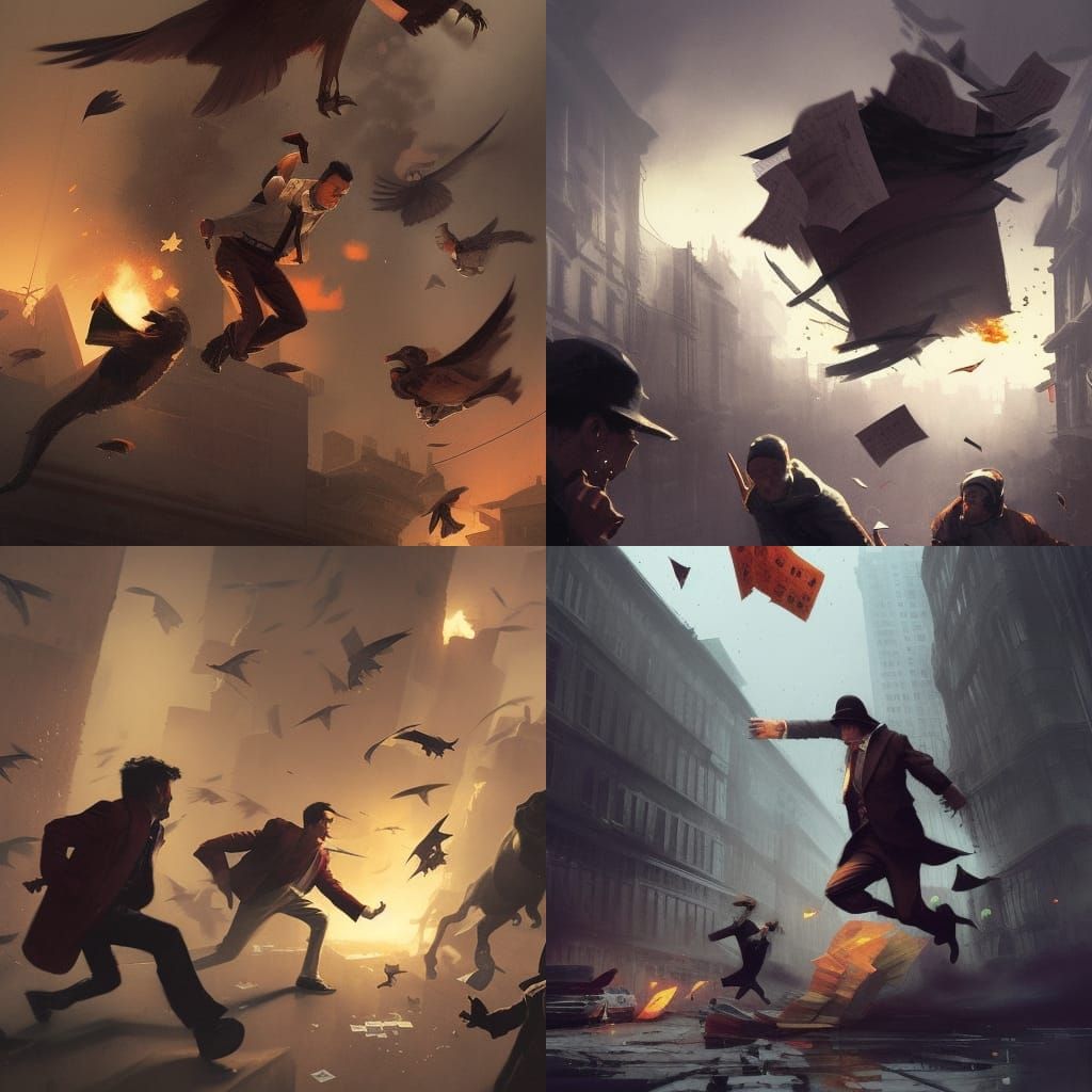 Sinister Heist: Robbers Fleeing with Flying Money