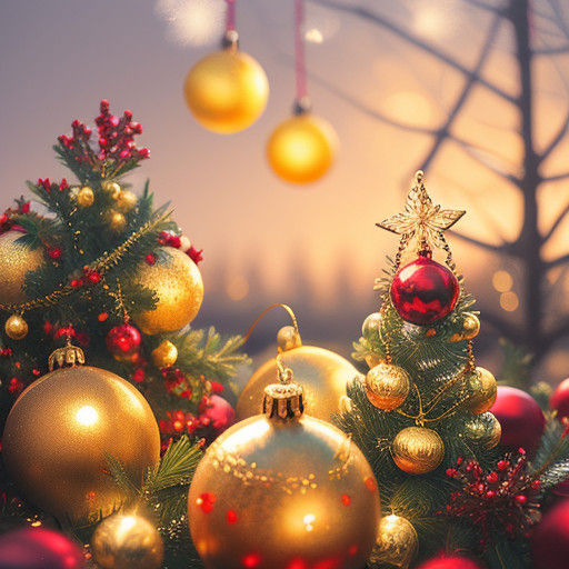 Surreal Christmas Ornament Scene in HDR Style