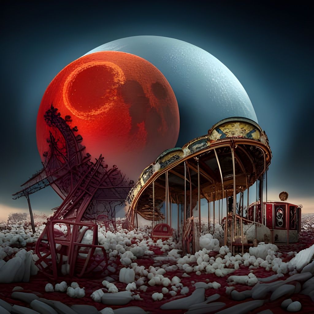 Dystopian Ferris Wheel in Post-Apocalyptic Landscape