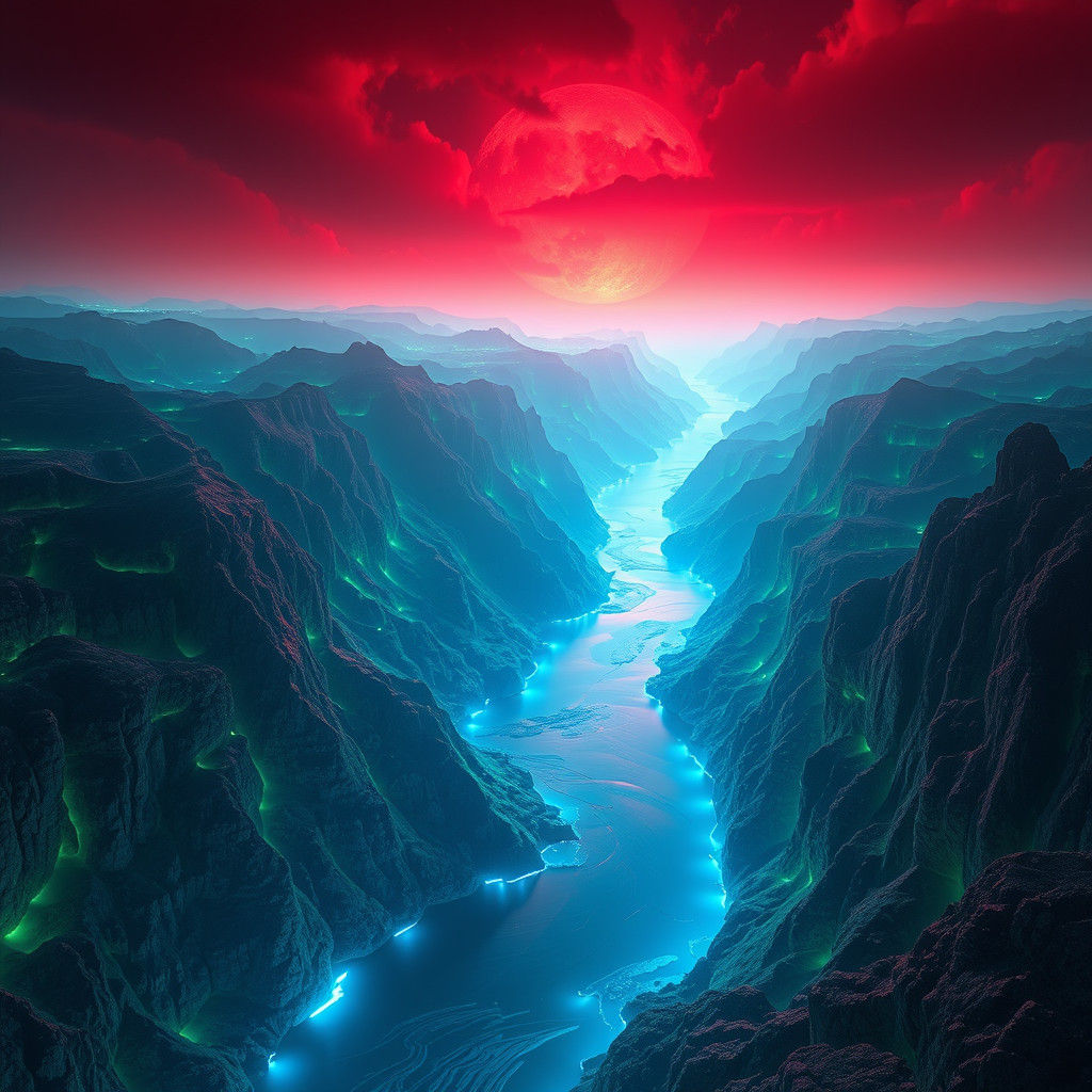 Ethereal River Valley in Electric Light