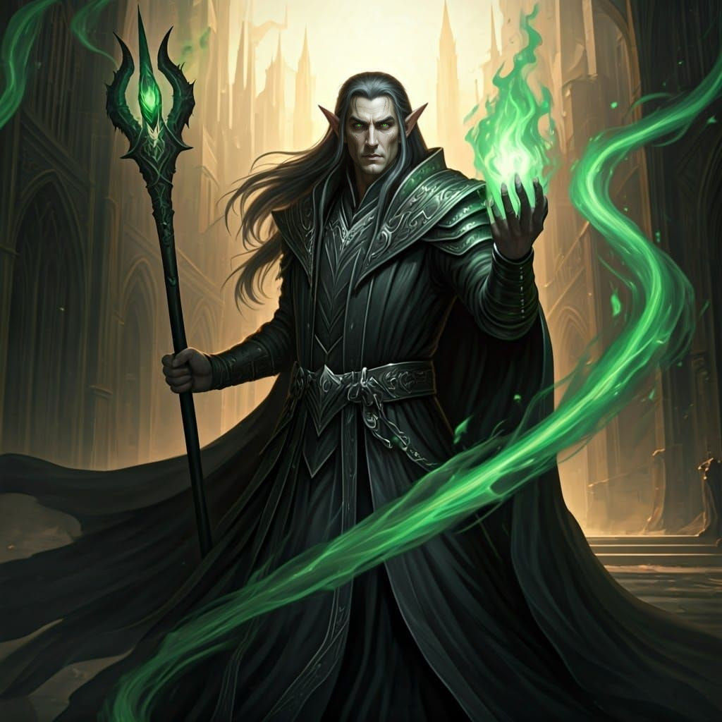 High Elf Wizard Master in Radiant Fantasy City