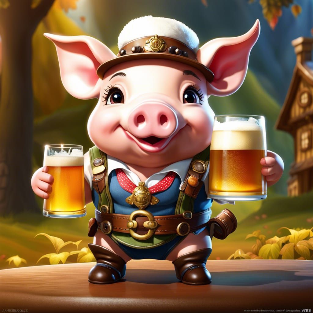 Chibi Pig Celebrates Octoberfest in Fantasycore Style