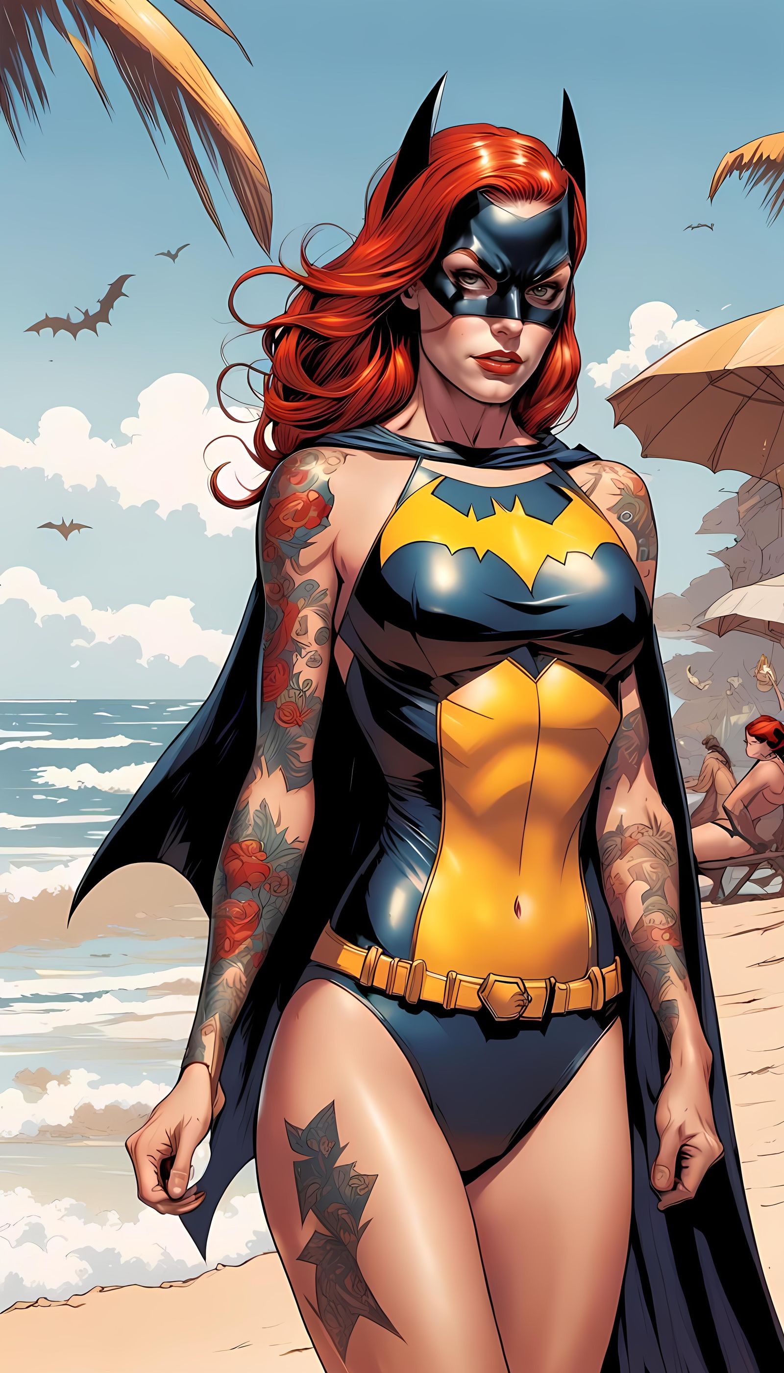 Batgirl Surfing Vacation in Comic Book Art