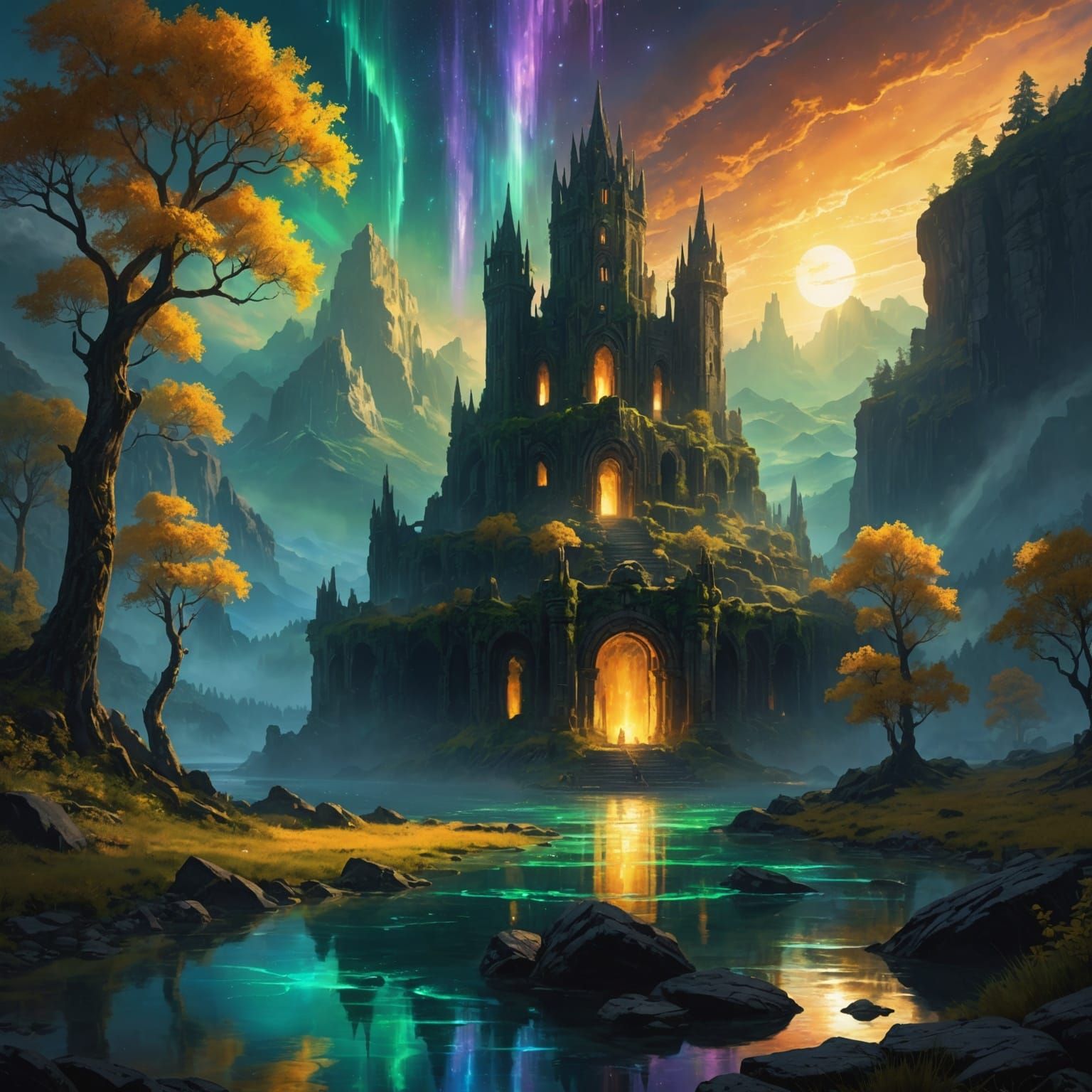 Ethereal Elden Ring Landscape with Golden Light