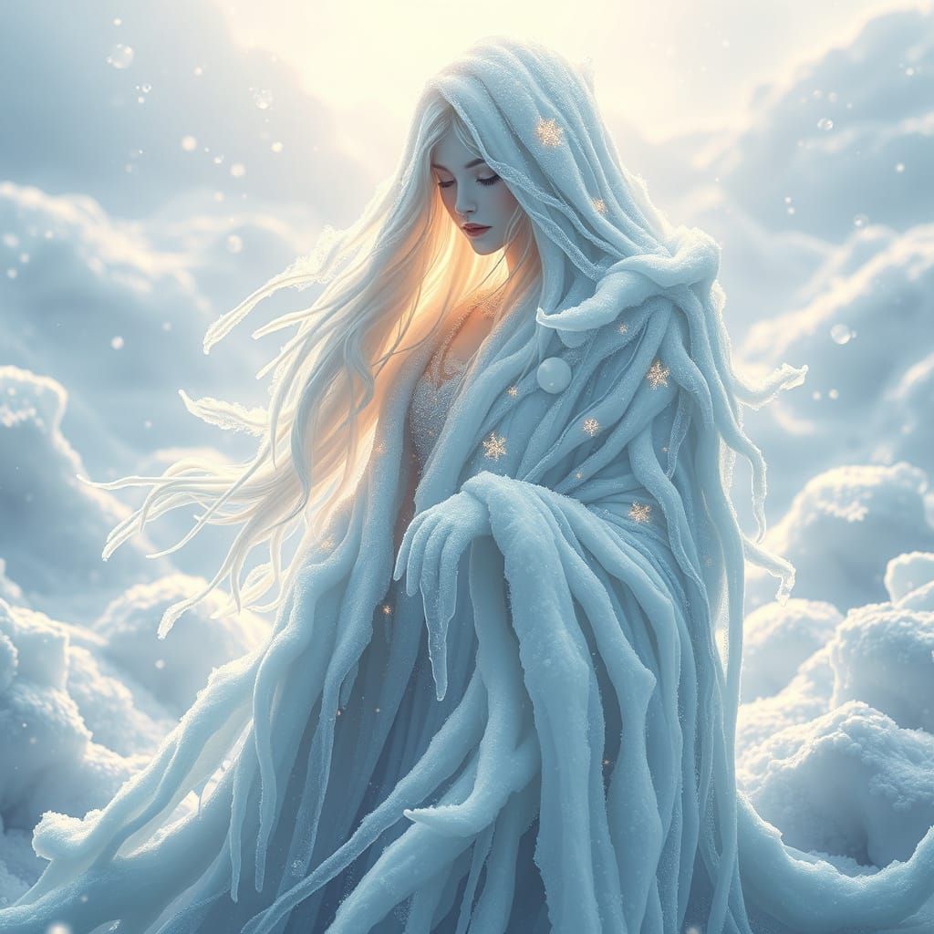 Enchanting Ice Goddess in Snowy Serenity