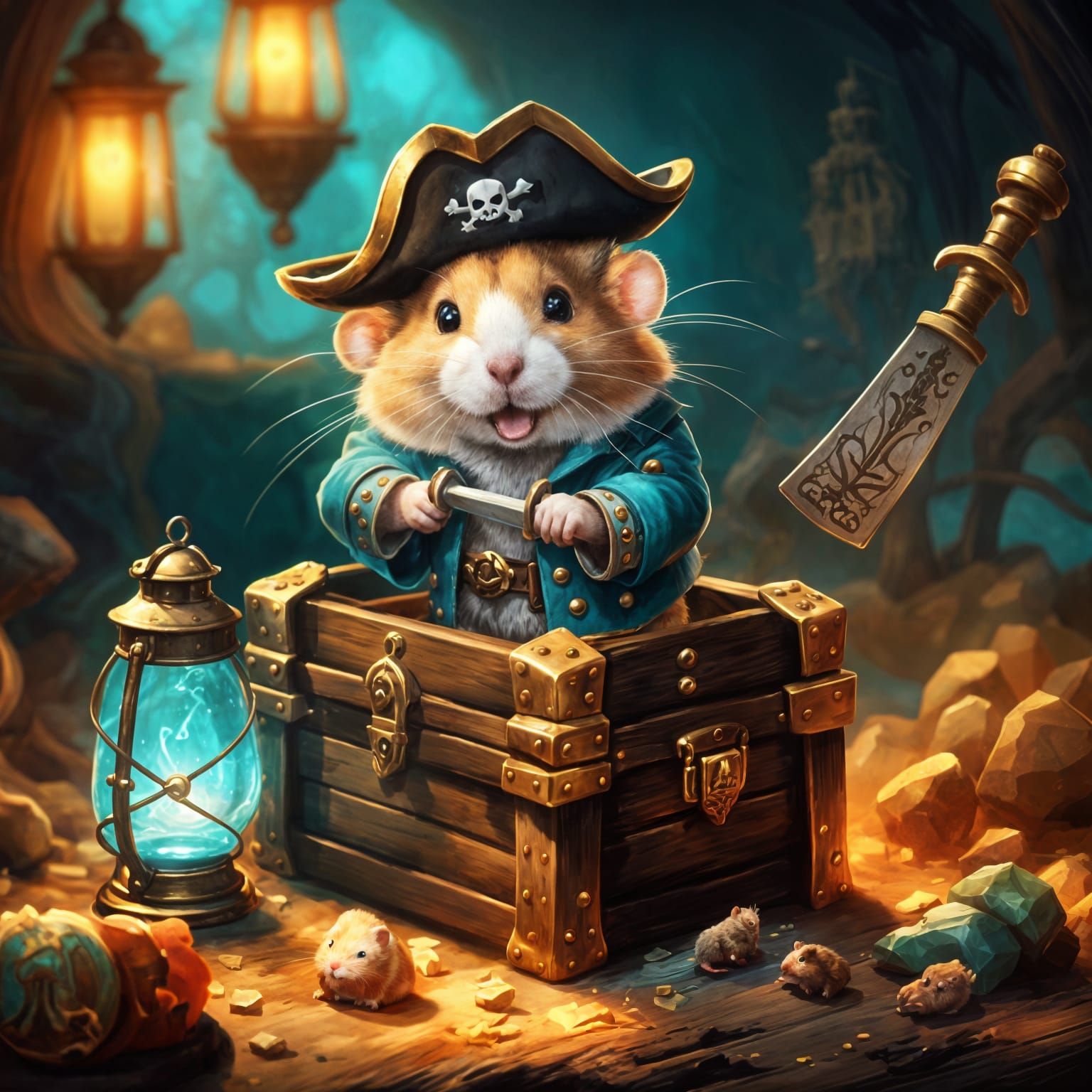 Pirate Hamster in Detailed Fantasy Painting