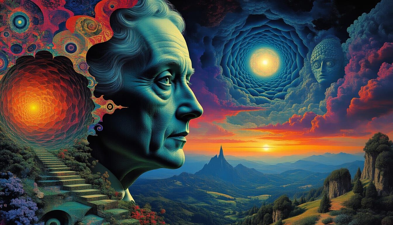 Surreal Collage of Wonder and Horror in Twilight Zone Style