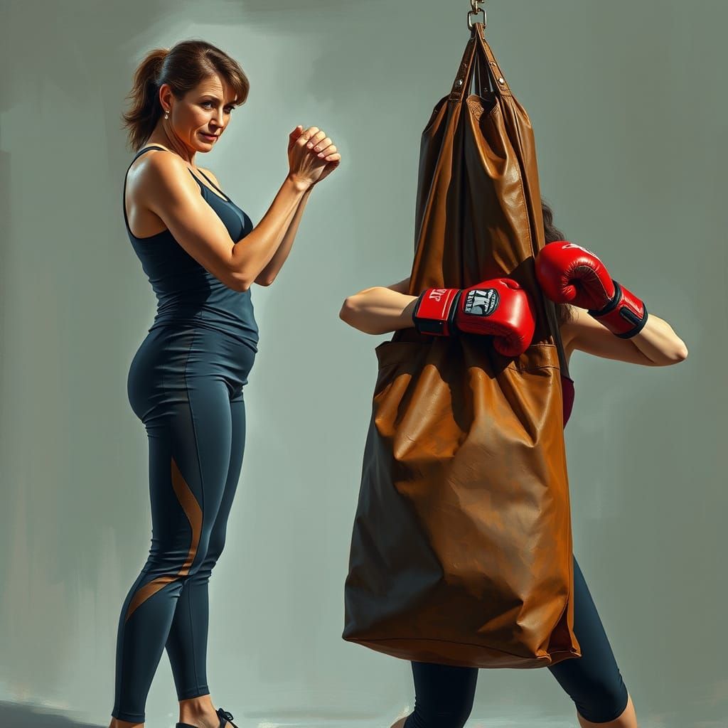 Women with Punching Bag: Dynamic Scene