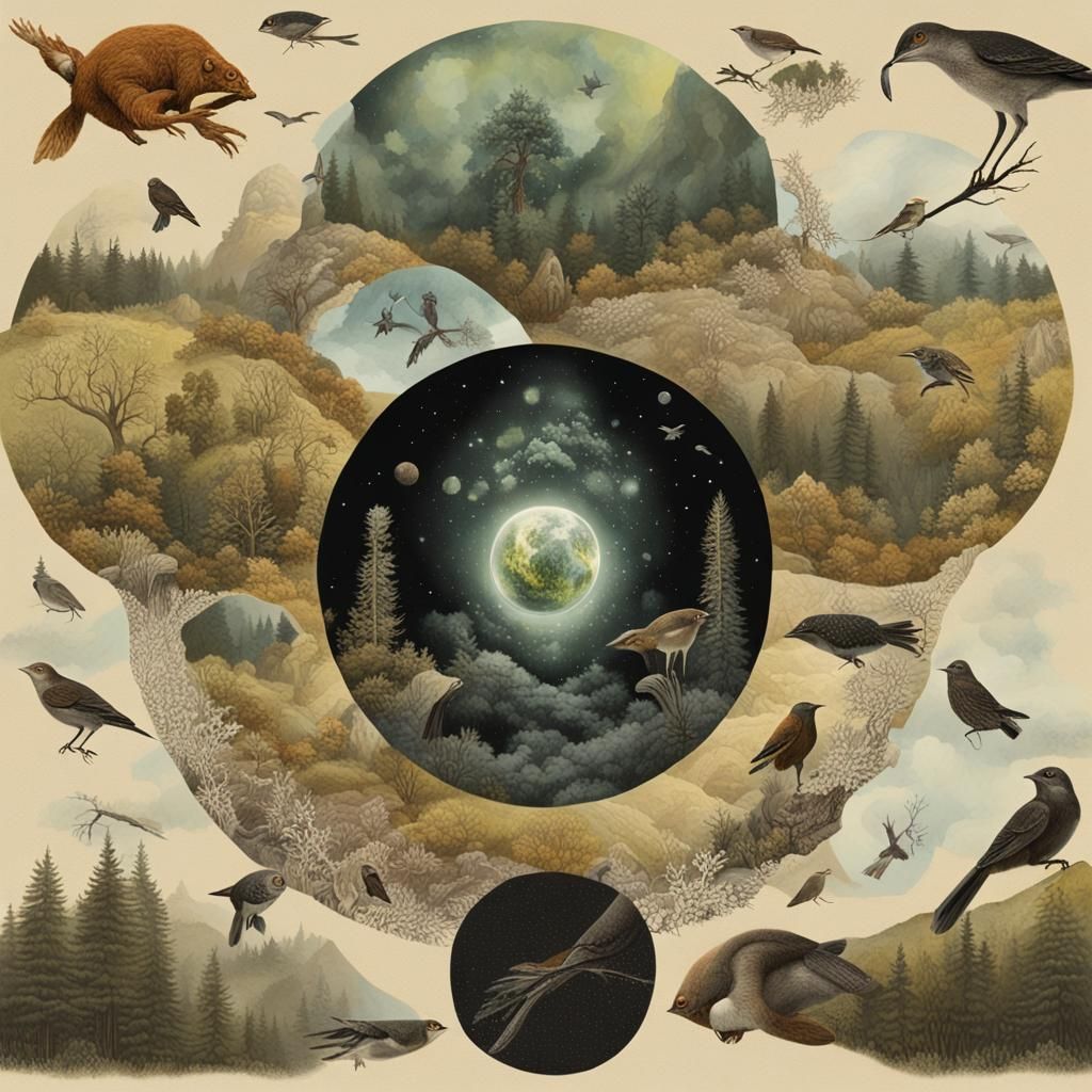 Mystical Creatures Soaring Through Starry Galactic Creation