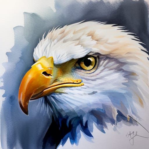 Vibrant Watercolor Eagle with Graffiti Art Style