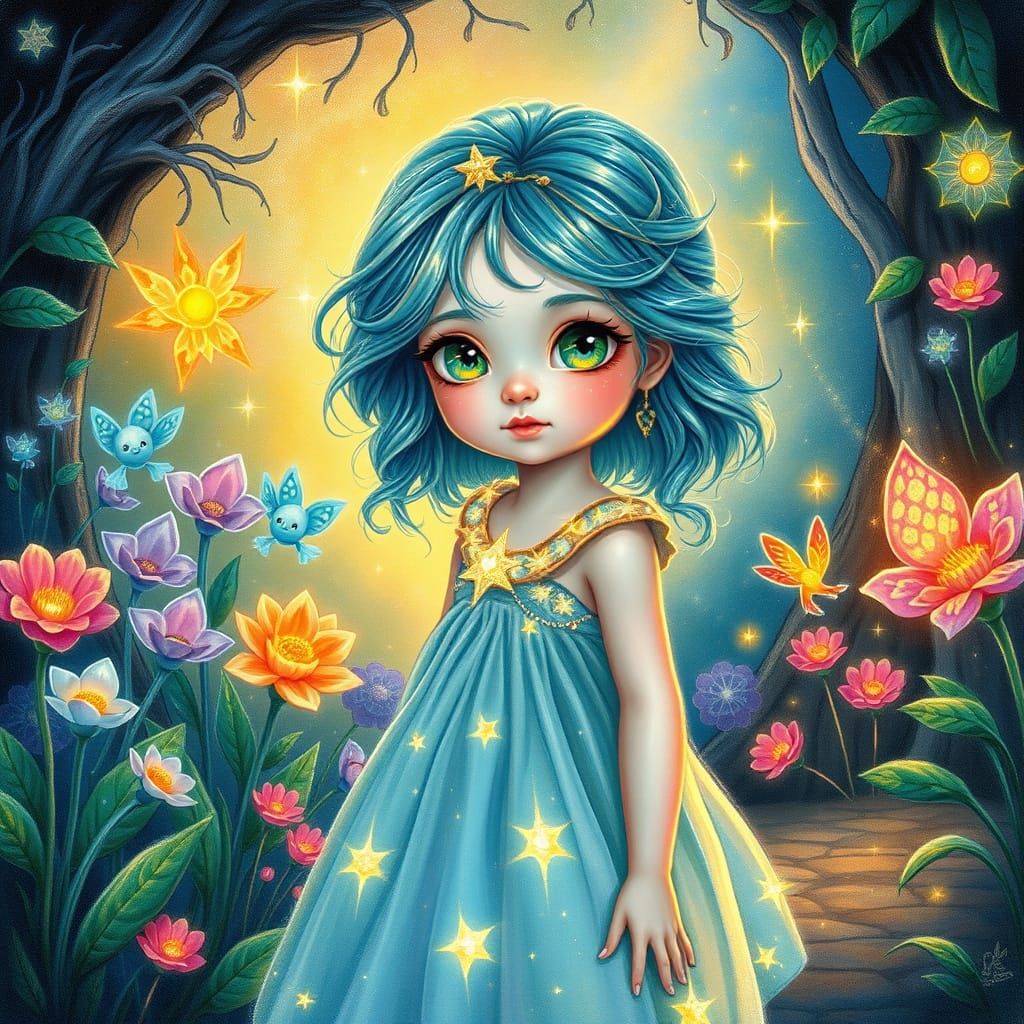 Ethereal Girl in Whimsical Secret Garden