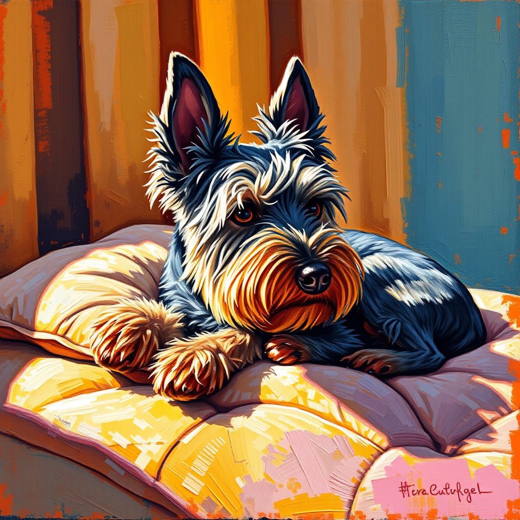 Scottish Terrier in Neo-Impressionist Sunlight