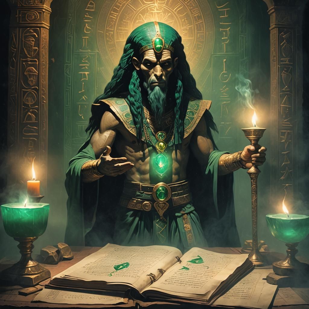 Thoth the Atlantean with Emerald Tablets in Fantasy Art