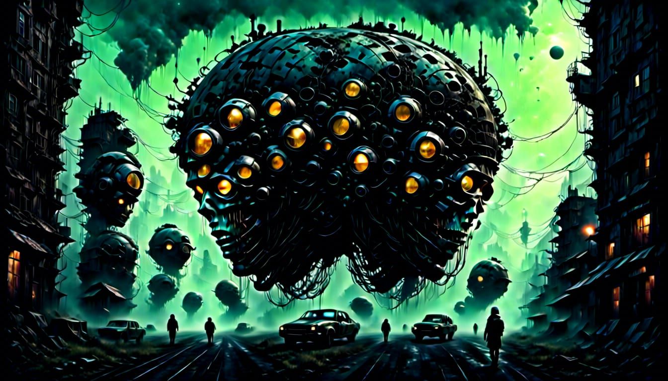 Sci-Fi Dystopian Cityscape in a Dusty Haze