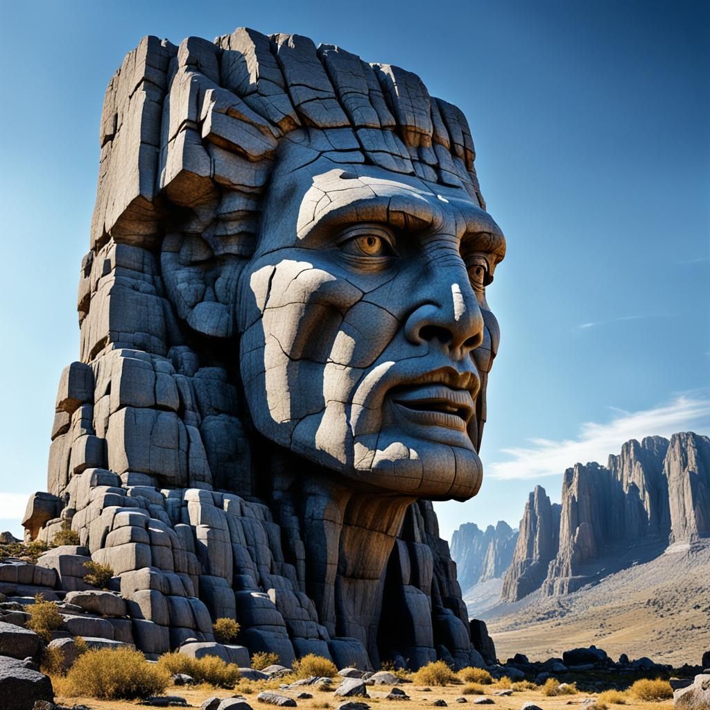 Colossal Giant Gazing at Crimson Moon