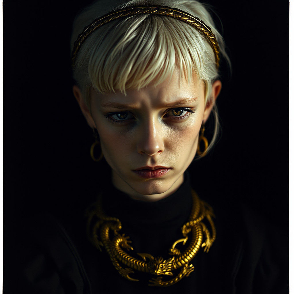 Shy Medieval Queen with Dragon Chain