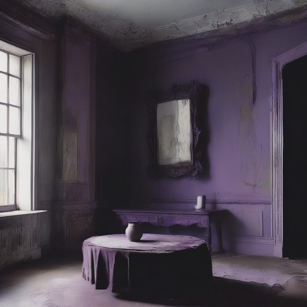 Old Icon Reflects in Mirror, Surreal Night