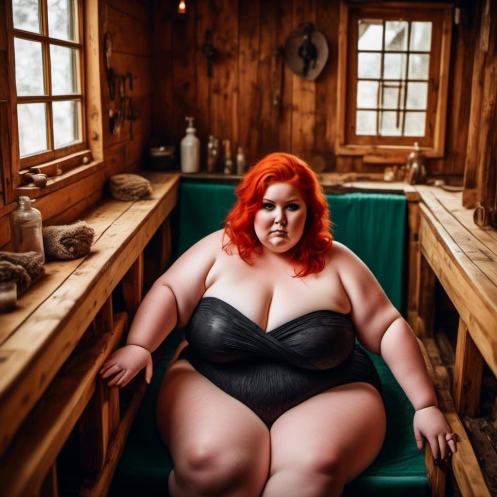 Hyperrealistic Redhead in Sauna