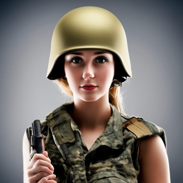 WWII American Woman Soldier Portrait in HDR
