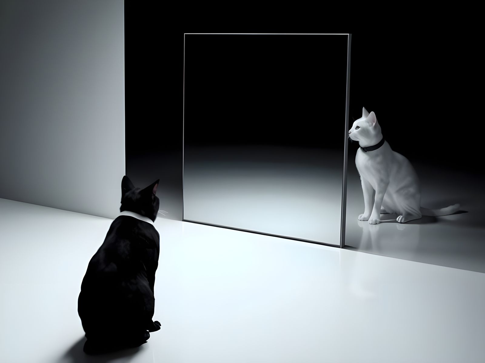 Mystical Black Cat Mirror Reflection