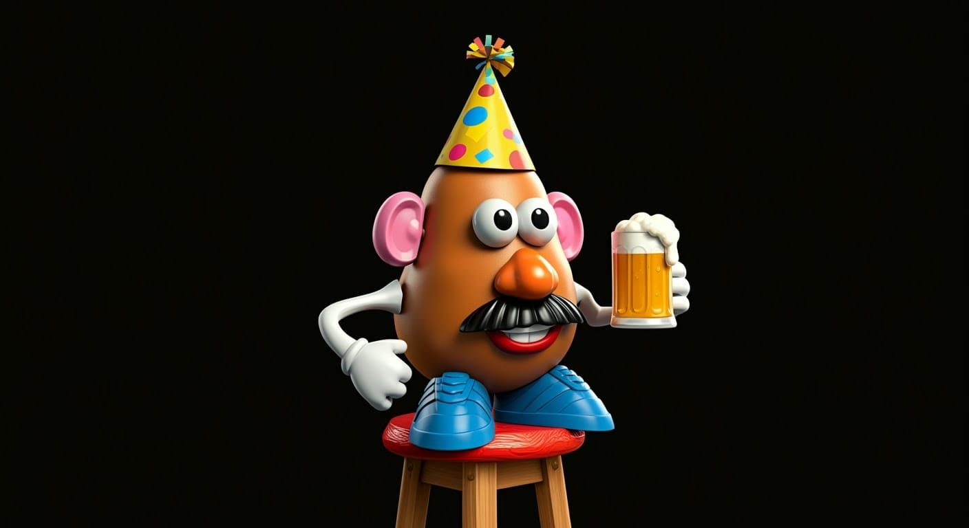 Mr. Potato Head Celebrates in Lowbrow Art Style