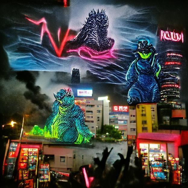 Godzilla vs Kaiju in Neon Tokyo