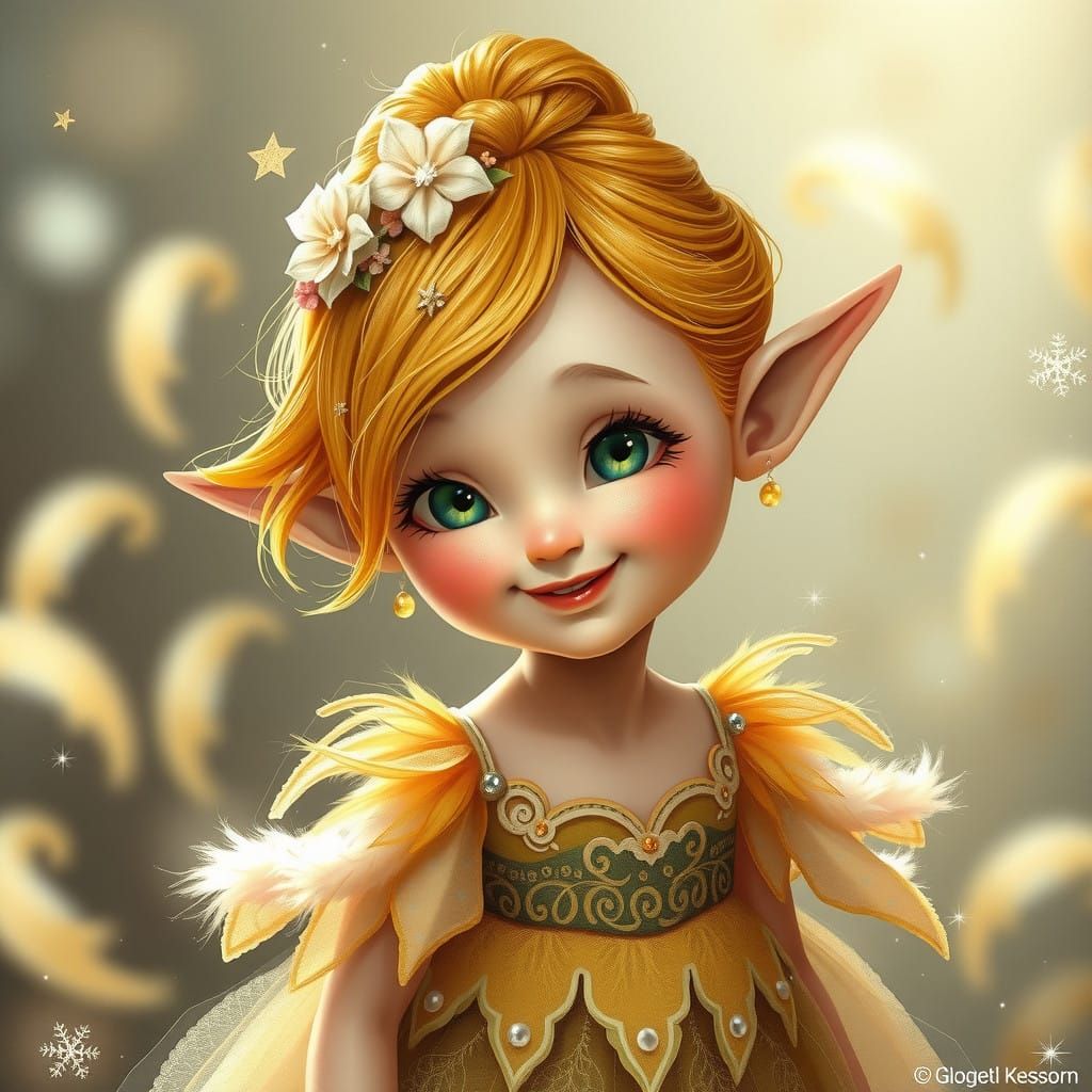 Mischievous Elf Child in Whimsical Wonderland