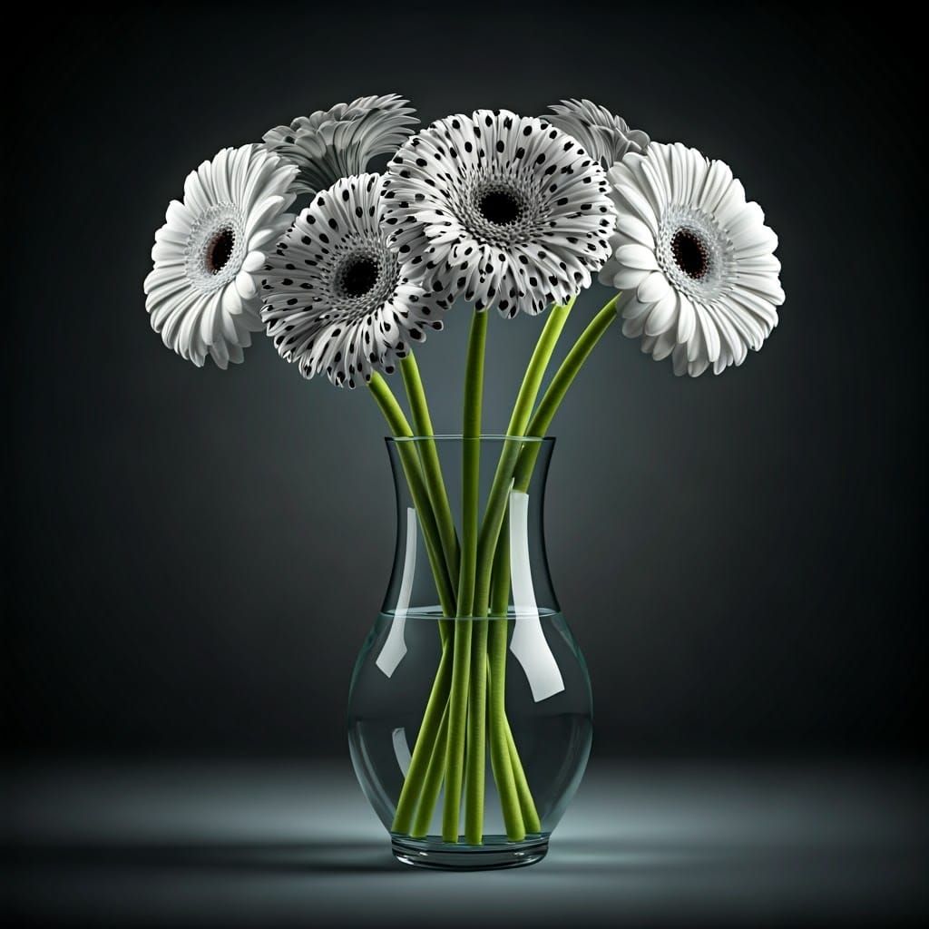 Polka Dot Daisies in Contemporary Surrealism Style