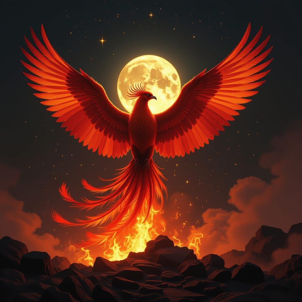 Phoenix Rises from Ashes in Dramatic Cosmic Style