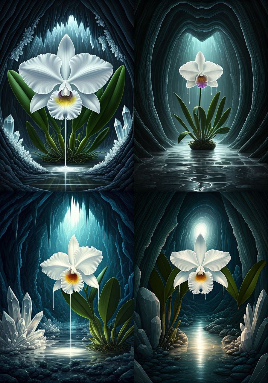 Ethereal Cattleya Warneri Orchid in Crystal Cave