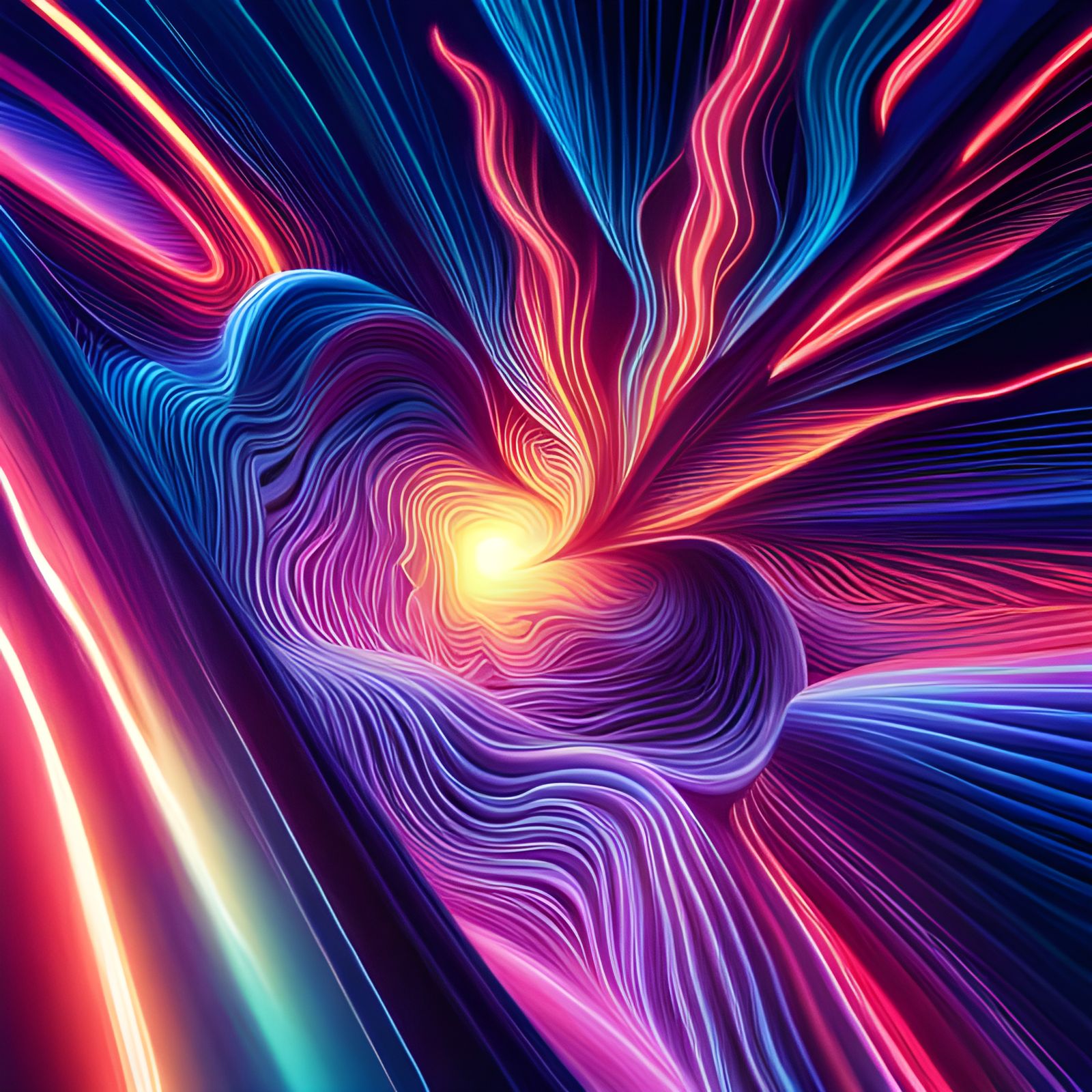 Abstract Subatomic Particle Motion in Synthwave Style