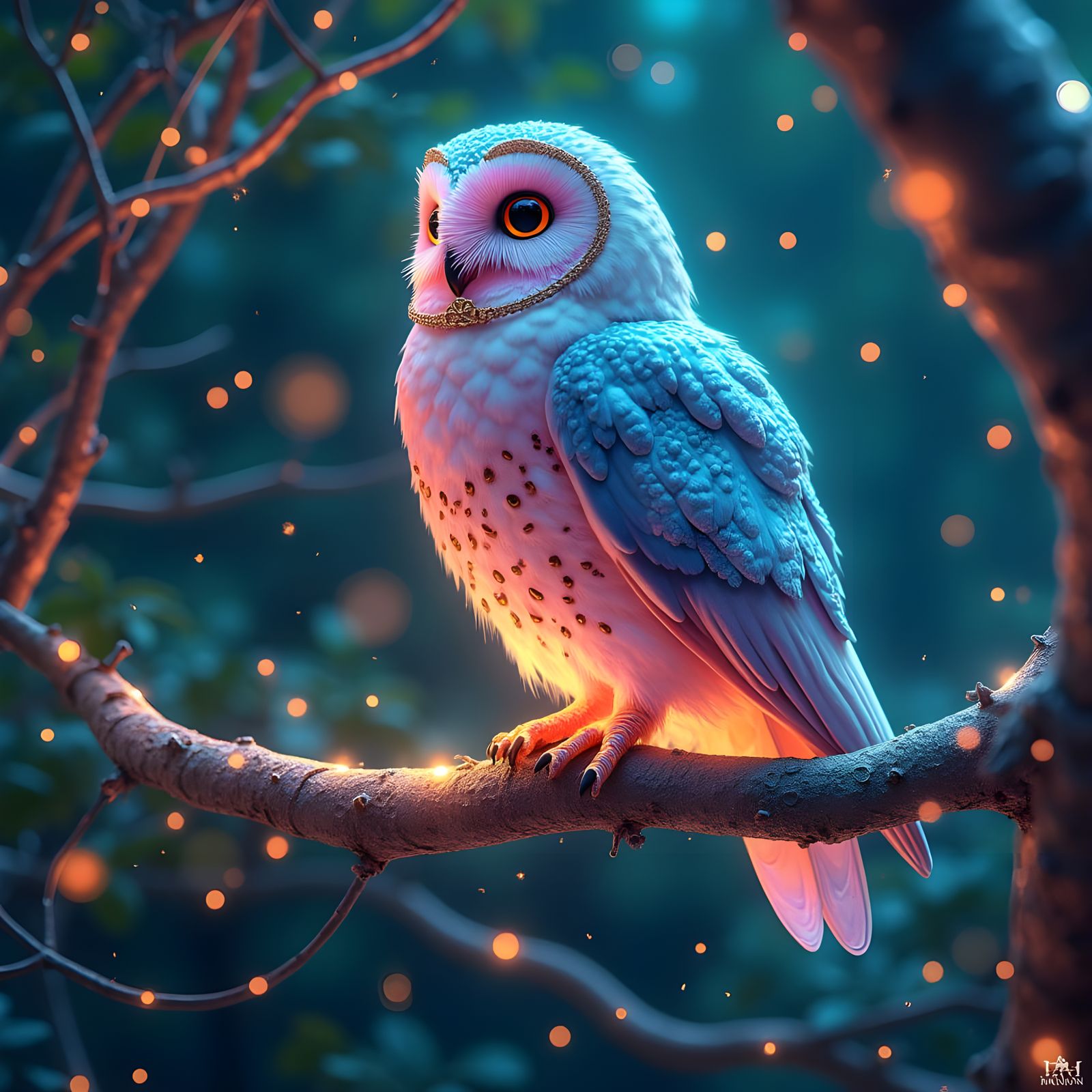 Sparkly forest owl