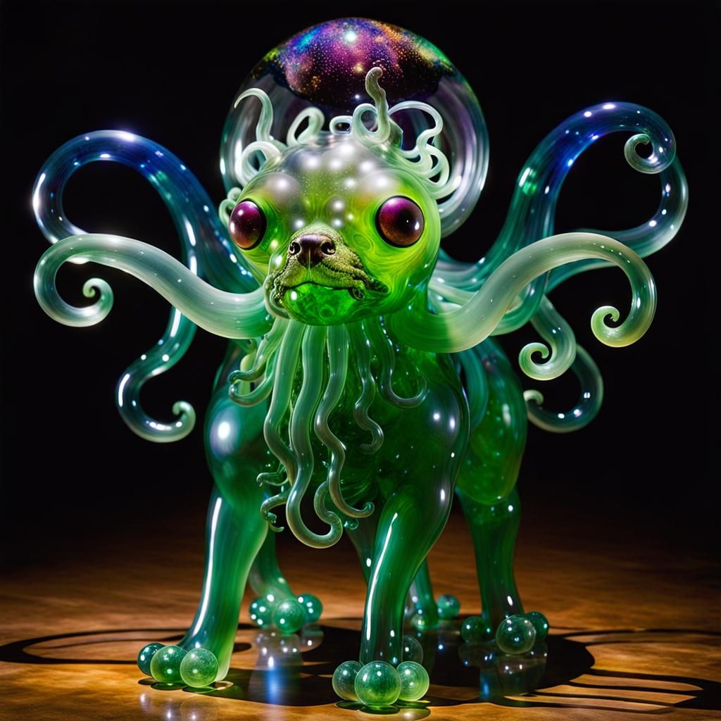 Chihuahua Cthulhu Colossus: Surreal Glass Sculpture