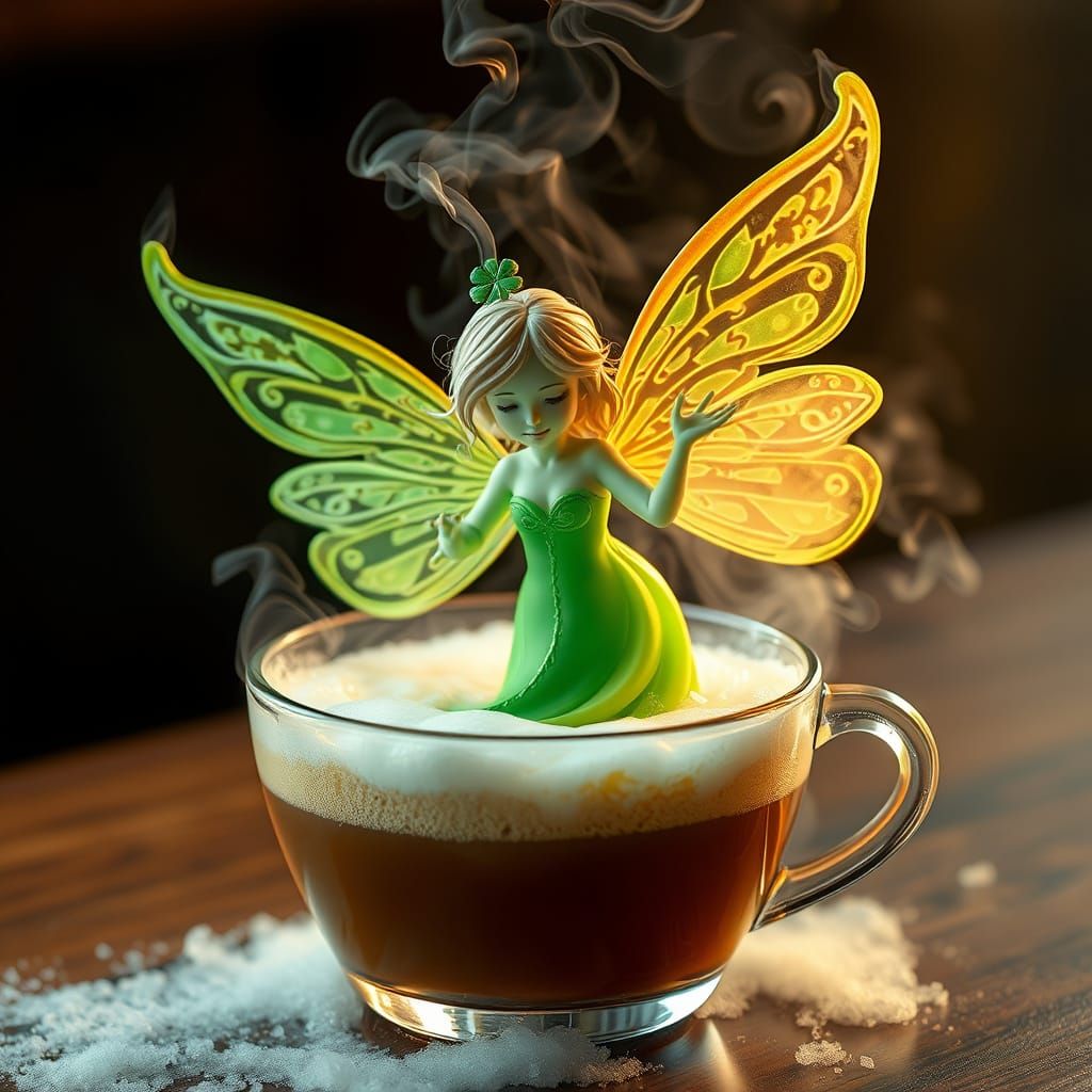 Ethereal Fairy Emerges from Steaming Drink in 3D