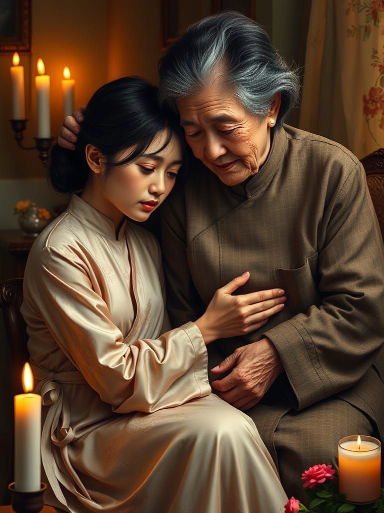 Motherly Love in Candlelit Intimacy