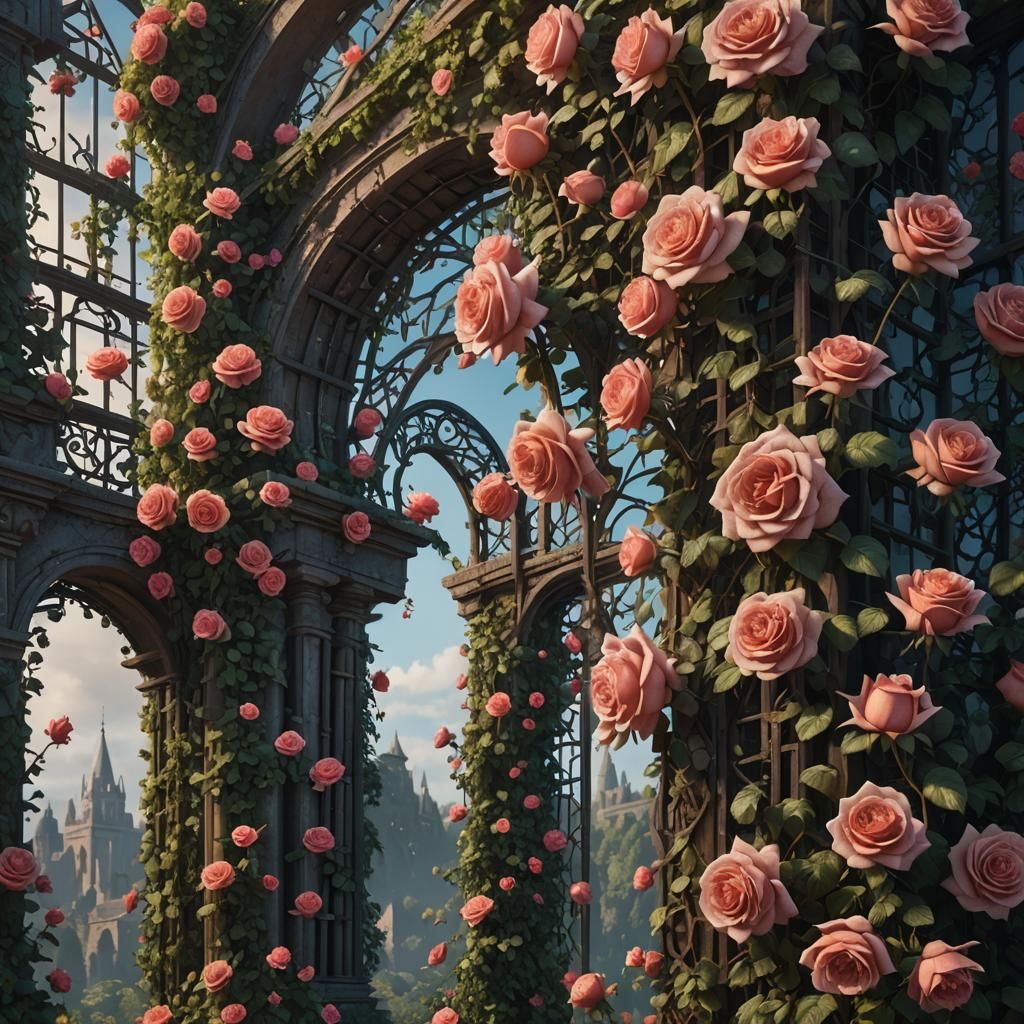 Detailed Rose Trellis Fantasy Concept Art
