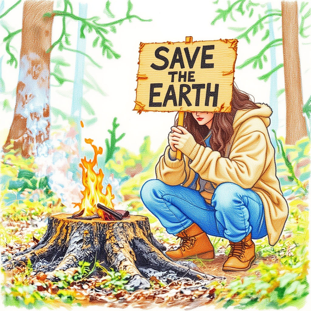 Ironic 'Save the Earth' Protest Bonfire