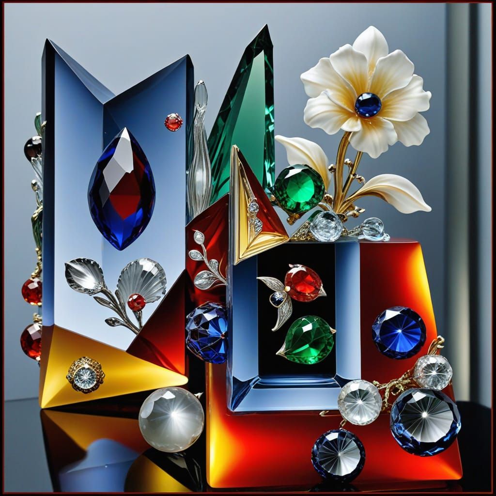 Luxurious Lalique Glass in Vibrant Colors with Gold Accents