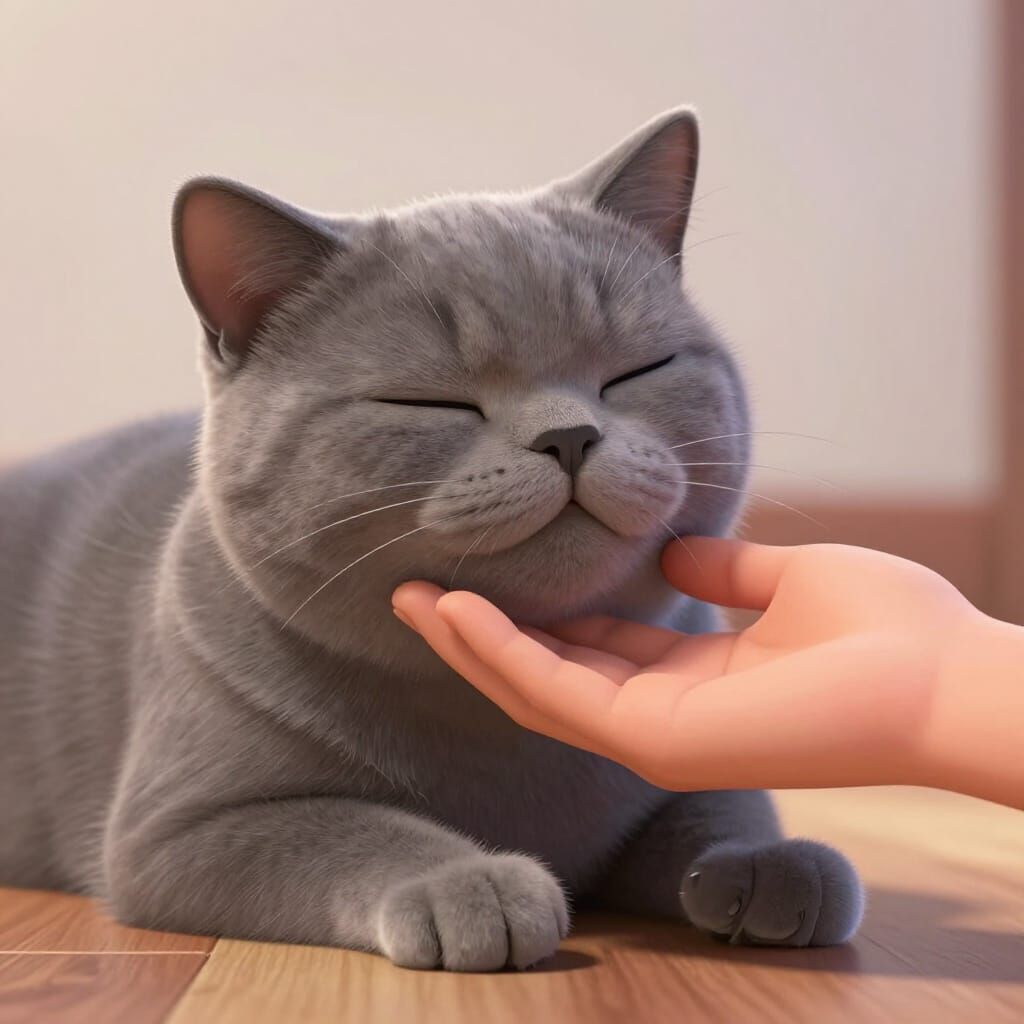 Pixar Style 3D Render of Relaxed British Shorthair Cat