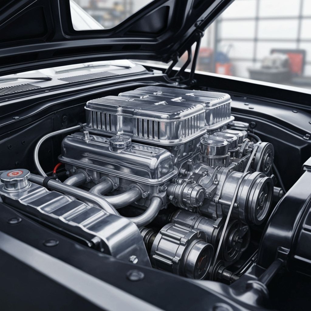 Hyperrealistic Muscle Car Engine Close-Up