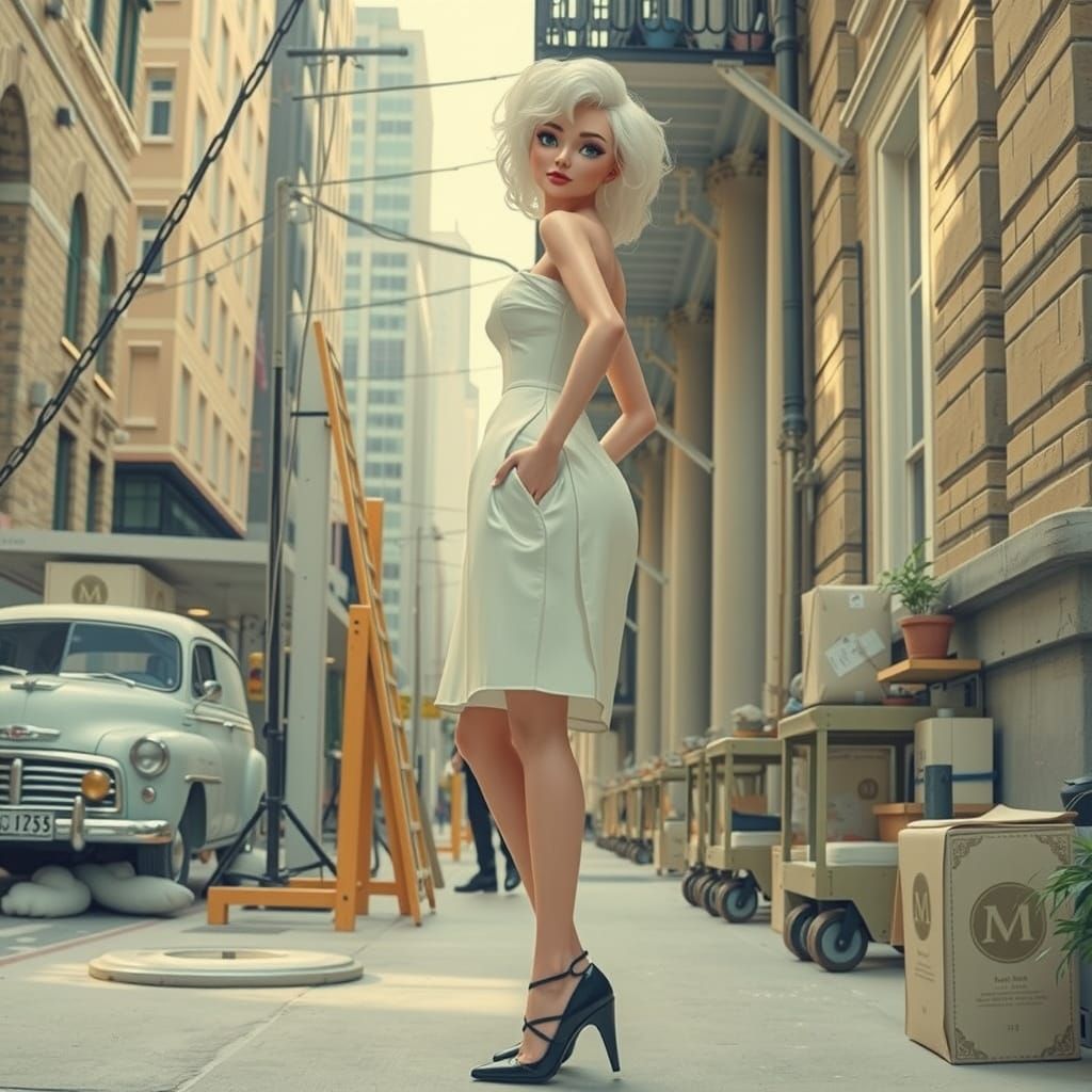 Albino Woman Doll in Elaborate Gown, 3D Render