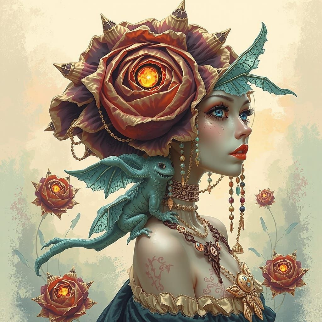 Mystical Fae with Glowing Eyes in Dark Fantasy Style