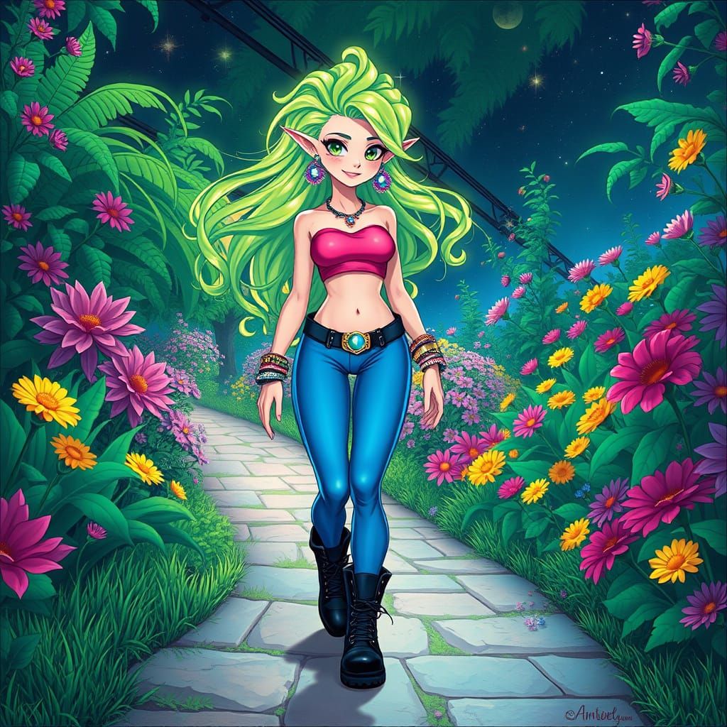 Ethereal Anime Goddess Radiates Stardust Beauty