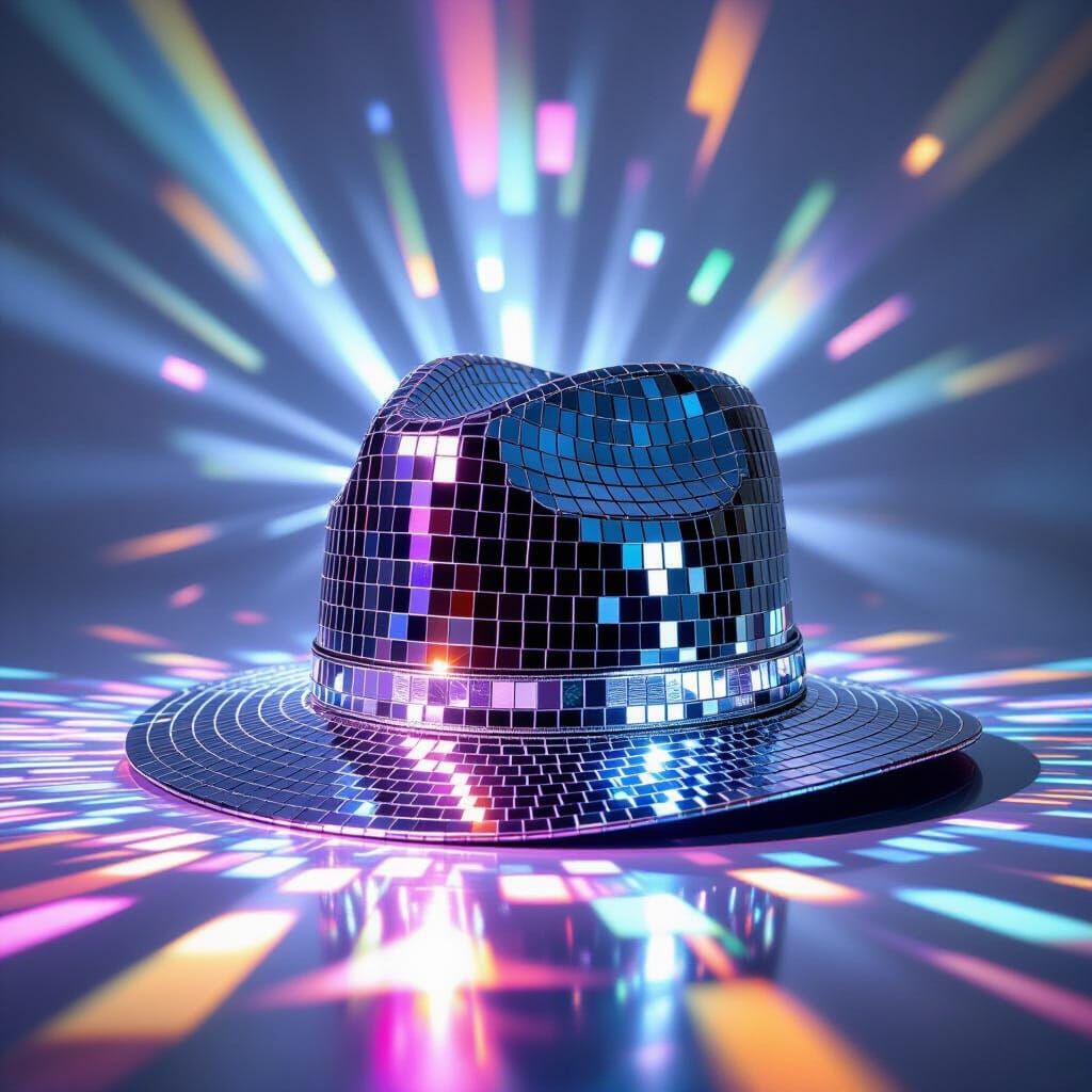 Disco Ball Hat With Colorful Light Beams